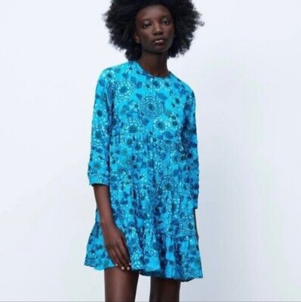 Blue floral dress with tags